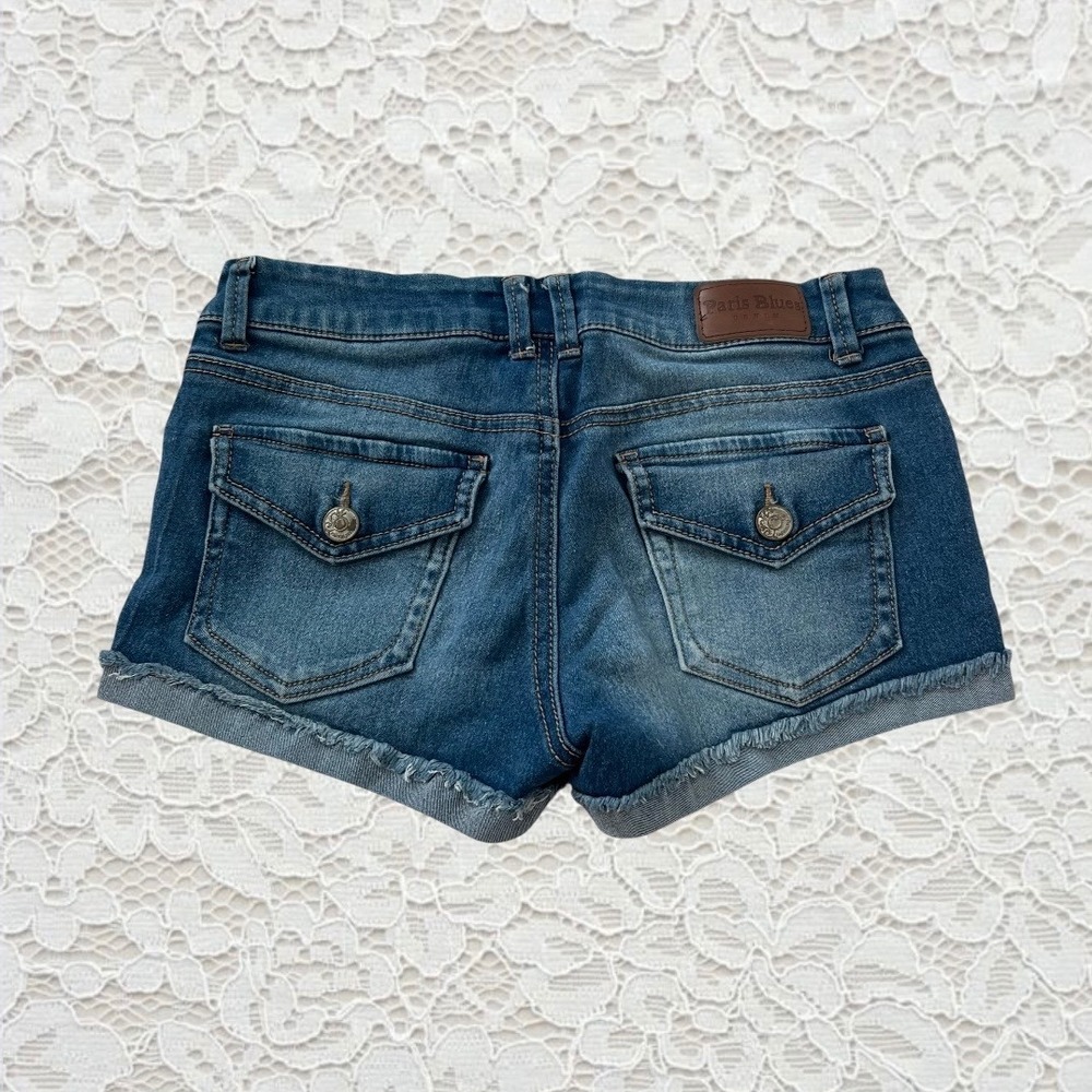 vintage paris blue low rise denim shorts with cute butt‎ pockets
